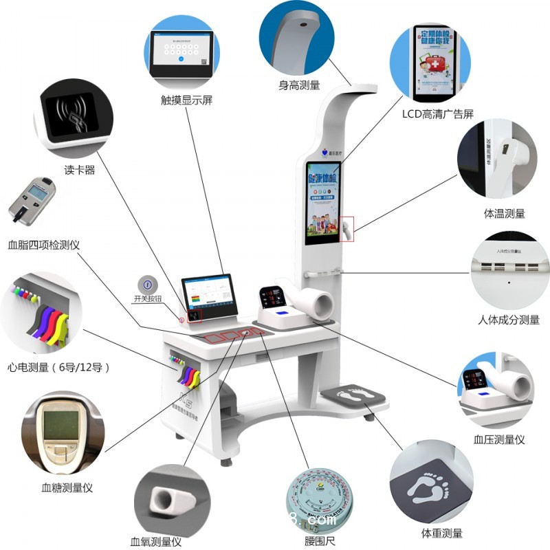 健康小屋可測量血脂四項，心電等項目