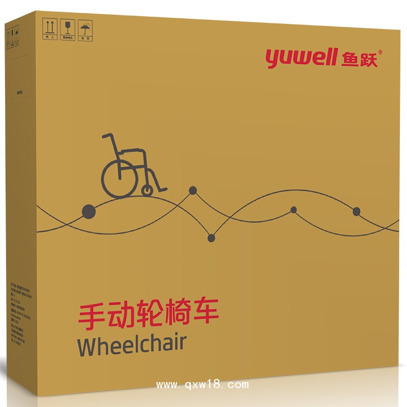 魚(yú)躍輪椅車(chē)H051可折疊輕便手動(dòng)鋼管軟座老人病人代步車(chē)減震充