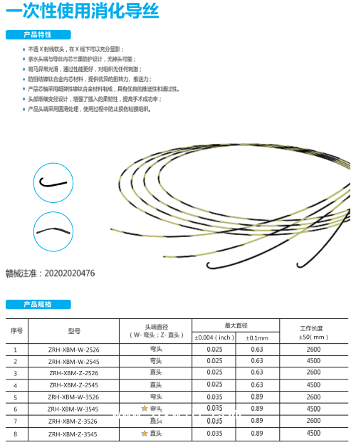 一次性使用消化導絲