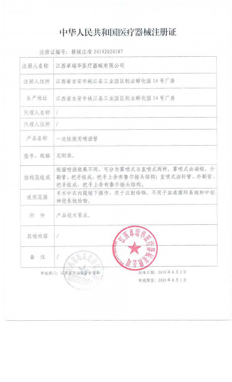 一次性使用噴灑管